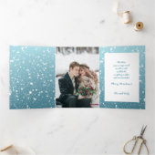 モダンメリーWinter Mint Swashes写真 三つ折りクリスマスカード (内部)