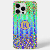 モダンメーメイド グリッター グリーン ブルー モノグラム Case-Mate iPhoneケース (裏面)