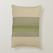 モダンモスグリーンベージュストライプのアクセント枕 アクセントクッション (裏面(縦))