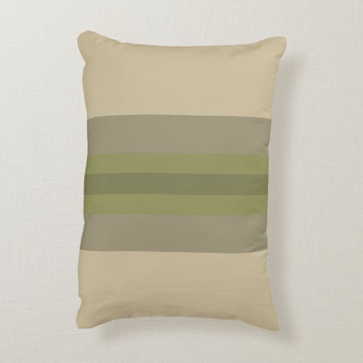 モダンモスグリーンベージュストライプのアクセント枕 アクセントクッション (裏面(縦))