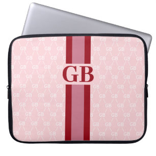 モダンモストライプノグラム(Designer Pattern Pink付き) ラップトップスリーブ