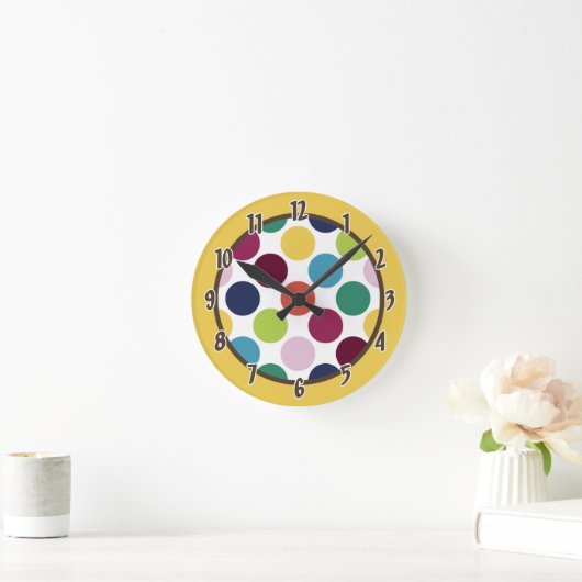 モダンモダンカラフル水玉模様 ラウンド壁時計 (ホーム)