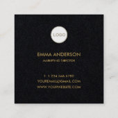 モダンモノクミニマルロタイポグラフィブラック紙 スクエア名刺 (裏面)