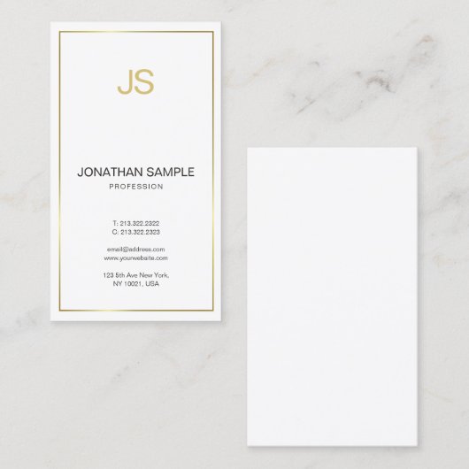 モダンモノグエレガントラムトレンディーストライプ金ゴールド 名刺 (正面/裏面)