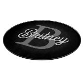 モダンモノグエレガントラム名ブラックグレースクリプト カッティングボード (角)