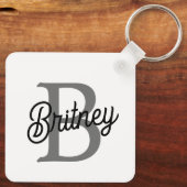 モダンモノグエレガントラム名ブラックグレースクリプト キーホルダー (裏面)