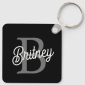 モダンモノグエレガントラム名ブラックグレースクリプト キーホルダー (裏面)