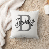 モダンモノグエレガントラム名ブラックグレースクリプト クッション (ブランケット)