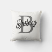 モダンモノグエレガントラム名ブラックグレースクリプト クッション (正面)