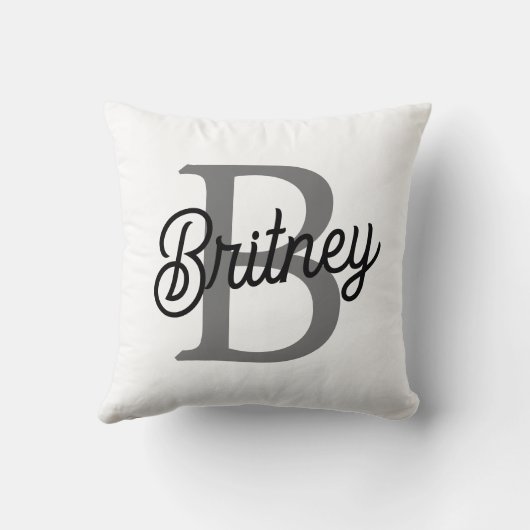 モダンモノグエレガントラム名ブラックグレースクリプト クッション (裏面)