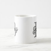 モダンモノグエレガントラム名ブラックグレースクリプト コーヒーマグカップ (中央)