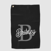 モダンモノグエレガントラム名ブラックグレースクリプト ゴルフタオル (正面)