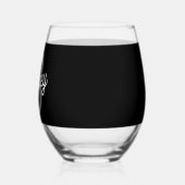 モダンモノグエレガントラム名ブラックグレースクリプト ステムなしワイングラス (左)