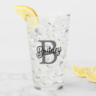 モダンモノグエレガントラム名ブラックグレースクリプト タンブラーグラス