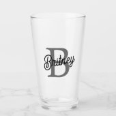 モダンモノグエレガントラム名ブラックグレースクリプト タンブラーグラス (正面)