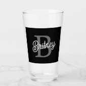 モダンモノグエレガントラム名ブラックグレースクリプト タンブラーグラス (正面)