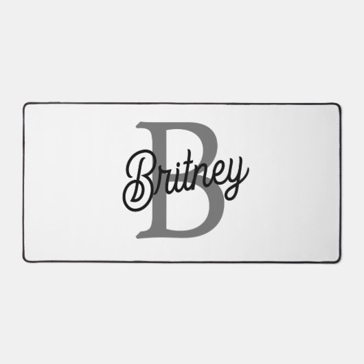 モダンモノグエレガントラム名ブラックグレースクリプト デスクマット (正面)