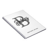 モダンモノグエレガントラム名ブラックグレースクリプト ノートブック (右側)