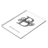 モダンモノグエレガントラム名ブラックグレースクリプト ノートブック (左側)