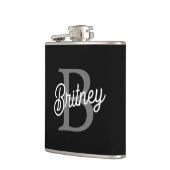 モダンモノグエレガントラム名ブラックグレースクリプト フラスク (左)