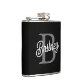 モダンモノグエレガントラム名ブラックグレースクリプト フラスク (右)