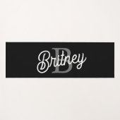 モダンモノグエレガントラム名ブラックグレースクリプト ヨガマット (正面(横))