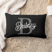 モダンモノグエレガントラム名ブラックグレースクリプト ランバークッション (ブランケット)