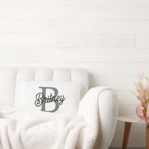 モダンモノグエレガントラム名ブラックグレースクリプト ランバークッション