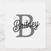 モダンモノグエレガントラム名ブラックグレースクリプト ワインラベル (シングルラベル)