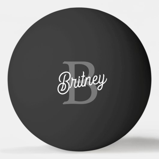 モダンモノグエレガントラム名ブラックグレースクリプト 卓球ボール (正面)