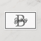 モダンモノグエレガントラム名ブラックグレースクリプト 名刺 (正面)