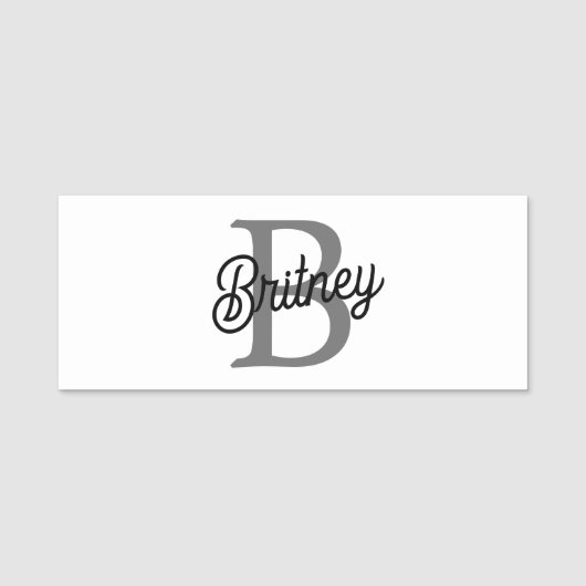 モダンモノグエレガントラム名ブラックグレースクリプト 名札 (正面)