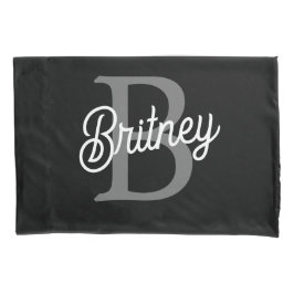 モダンモノグエレガントラム名ブラックグレースクリプト 枕カバー