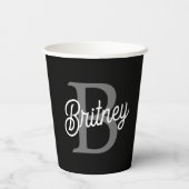 モダンモノグエレガントラム名ブラックグレースクリプト 紙コップ (裏面)