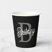 モダンモノグエレガントラム名ブラックグレースクリプト 紙コップ (正面)
