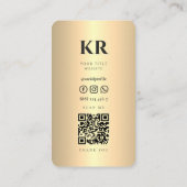 モダンモノグエレガントラム名前をカスタムする金ゴールドQR 名刺 (裏面)