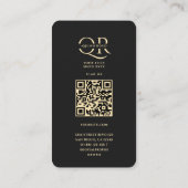 モダンモノグエレガントラムQフローラブラック金ゴールド 名刺 (裏面)