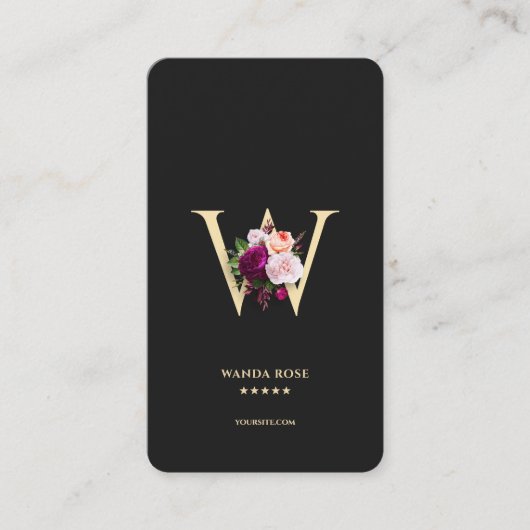 モダンモノグエレガントラムWフローラブラック金ゴールド 名刺 (正面)