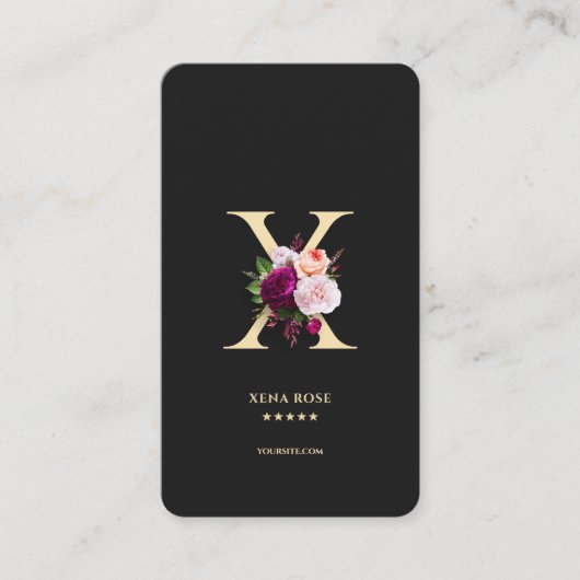 モダンモノグエレガントラムXフローラブラック金ゴールド 名刺 (正面)
