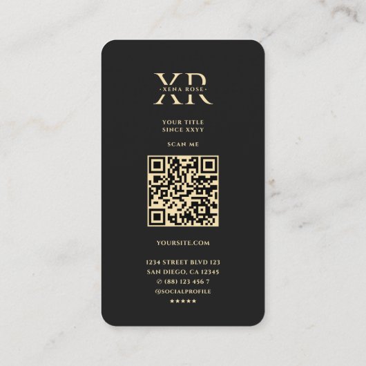 モダンモノグエレガントラムXフローラブラック金ゴールド 名刺 (裏面)