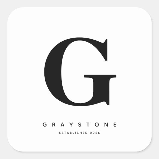 モダンモノグラはっきりしたム名ブラック&ホワイト スクエアシール (正面)