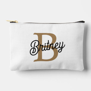 モダンモノグラエレガントム名ブラック・金ゴールド・スクリプト アクセサリーポーチ