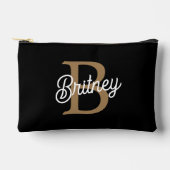 モダンモノグラエレガントム名ブラック・金ゴールド・スクリプト アクセサリーポーチ (正面)