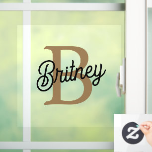 モダンモノグラエレガントム名ブラック・金ゴールド・スクリプト ウィンドウサイン