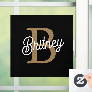 モダンモノグラエレガントム名ブラック・金ゴールド・スクリプト ウィンドウサイン
