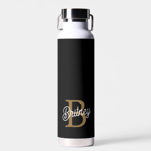 モダンモノグラエレガントム名ブラック・金ゴールド・スクリプト ウォーターボトル