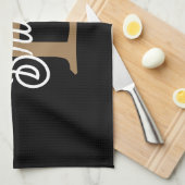 モダンモノグラエレガントム名ブラック・金ゴールド・スクリプト キッチンタオル (四つ折り)