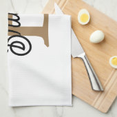 モダンモノグラエレガントム名ブラック・金ゴールド・スクリプト キッチンタオル (四つ折り)