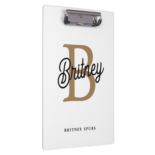 モダンモノグラエレガントム名ブラック・金ゴールド・スクリプト クリップボード (右)