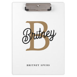 モダンモノグラエレガントム名ブラック・金ゴールド・スクリプト クリップボード